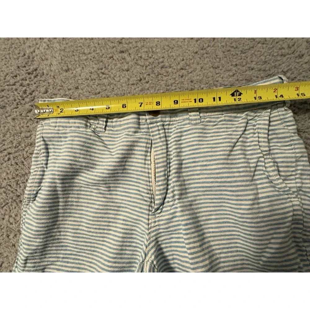 J Crew Stanton Blue Striped Pockets Casual Flat Front Chinos Shorts Mens Size 29